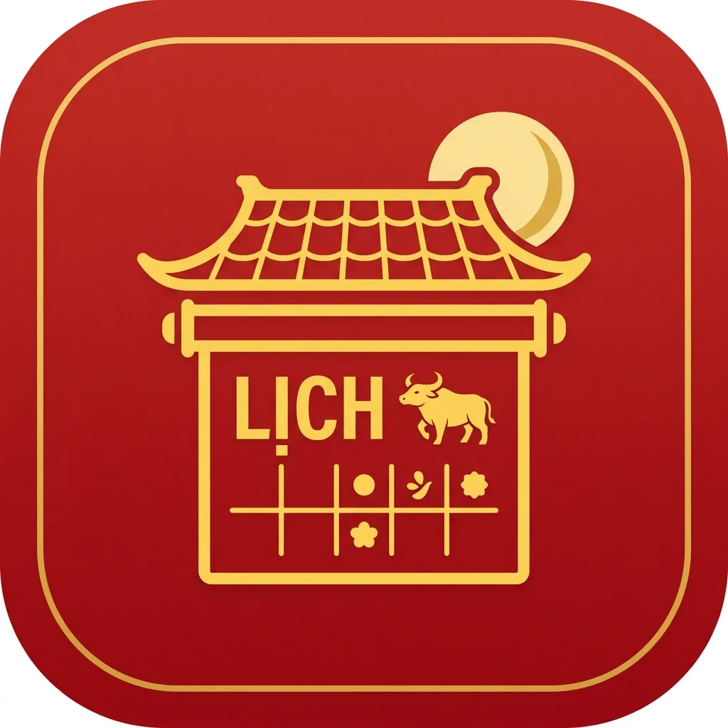Lịch Vạn Niên VN app icon — lịch âm dương, ngày tốt xấu, giờ hoàng đạo, tiết khí — đầy đủ và chính xác
